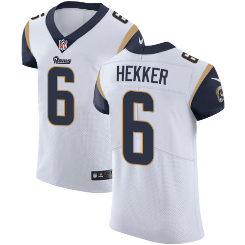 Nike Rams #6 Johnny Hekker White Men's Stitched NFL Vapor Untouchable Elite Jersey - Click Image to Close